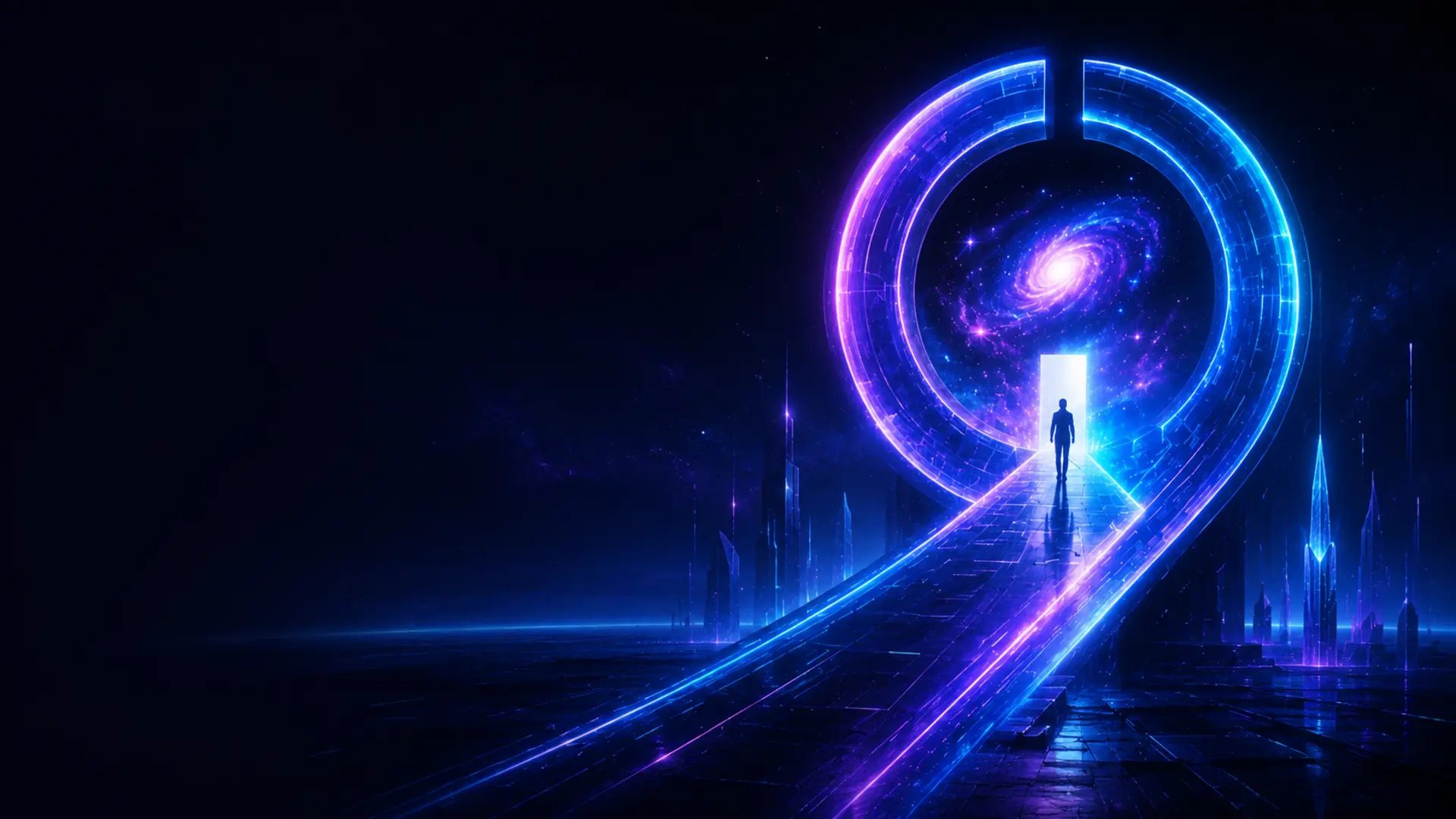 Portal luminoso da NINEVERSE em forma de nove